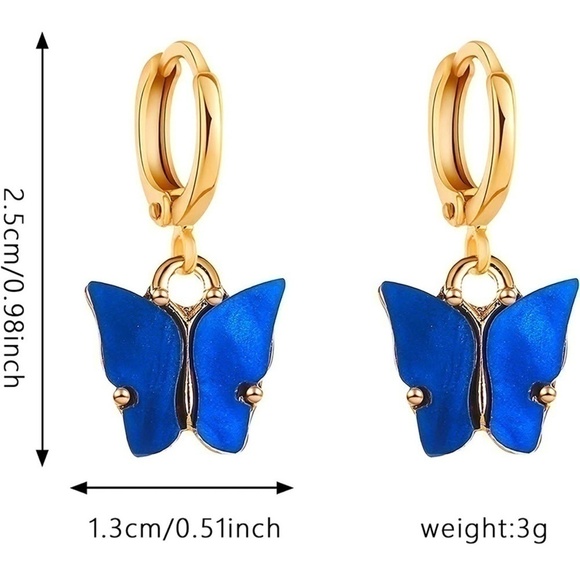 SALE💚 any 3 for $18 💚 Hoop Huggie Butterfly Earrings Pink Emerald Gold  NWT - Picture 2 of 8